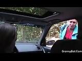 Old granny gets nailed in the car