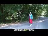 He doggy-fucks old granny right on the road-side