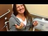 Milf giving blowjob in the public bathroom